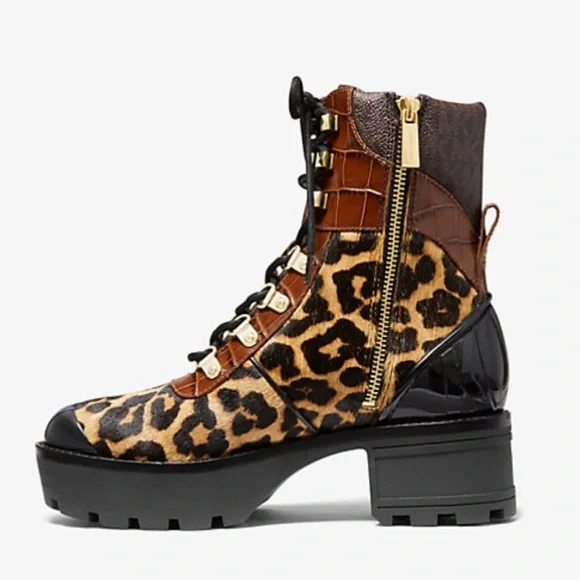 Michael Kors Khloe Mixed-Media Combat Boot
